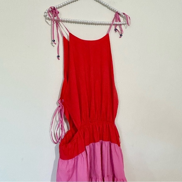 ❌SOLD❌STAUD Minerva Red & Pink Color Block Side Tie Maxi Dress SIZE XS - Picture 7 of 11